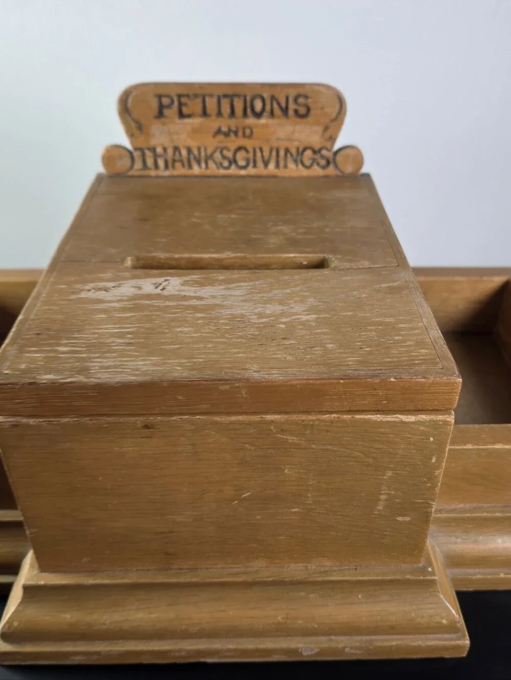 Wood Prayer Box with Side Trays - 'Petitions and Thanksgivings'